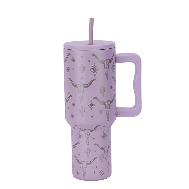 Bull Head Engraved Full Print 40oz Stainless Steel Mugs